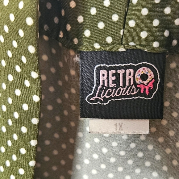 RETROLicious Polka-Dot Bow-Neck Vintage Flare Dress - Picture 5 of 6